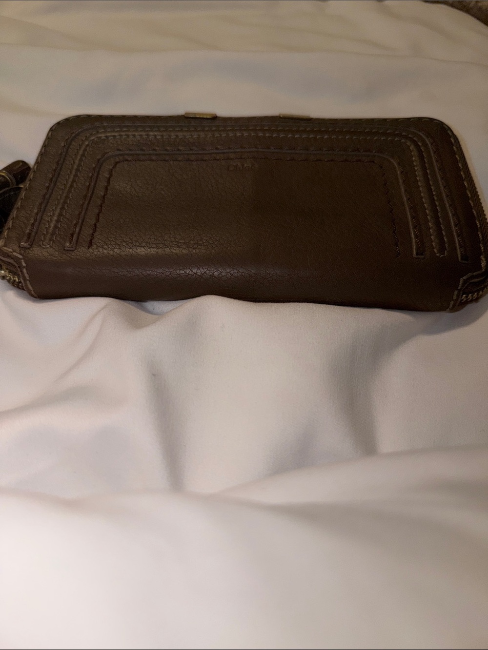 Chloé Marcie Brown Leather Zip Around Continental Wallet – Authentic
